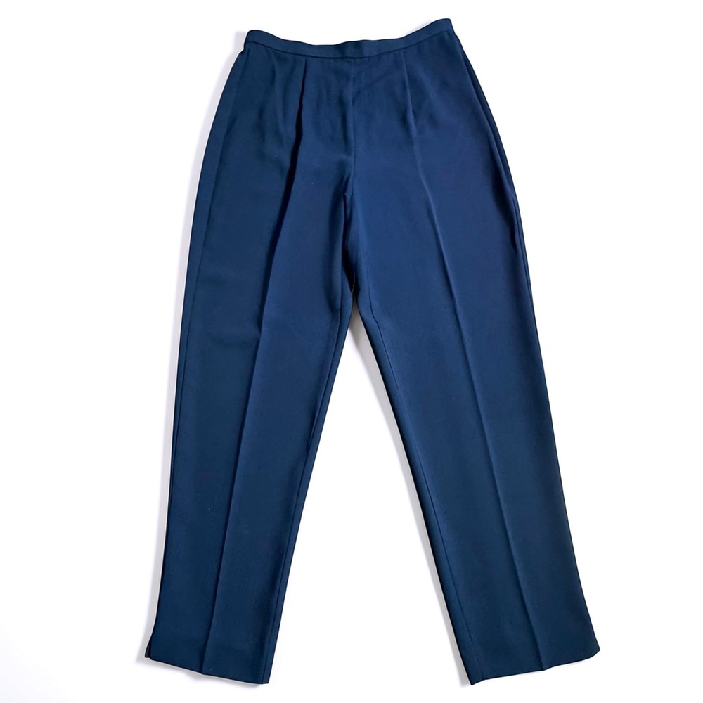 Amanda Smith Petites Navy‎ Blue High Waisted Pleated Dress Pants 6P Vintage